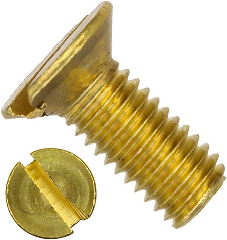 Винт потайной с прямым шлицем М10х120 DIN 963 (ISO 2009), латунь - фото