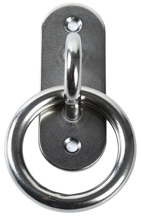 Обушок на овальной пластине с кольцом 5х45 мм, нержавеющая сталь А4 - фото