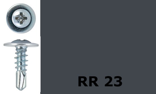 Саморез-клоп с буром 4,2х16 окрашенный, RR 23 (серый) - фото