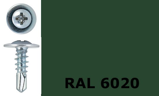 Саморез-клоп с буром 4,2х41 окрашенный, RAL 6020 (хромовый зелёный) - фото