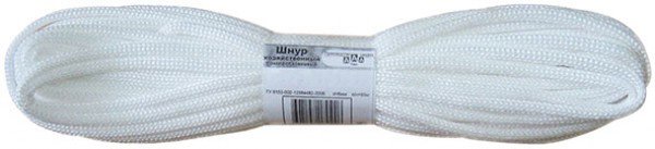 Шнур плетеный полипропиленовый без сердечника 1 мм, 16-прядный (белый) - фото