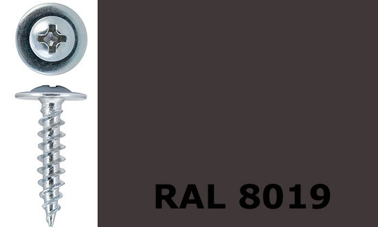 Саморез-клоп острый 4,2х38 окрашенный, RAL 8019 (серо-коричневый) - фото