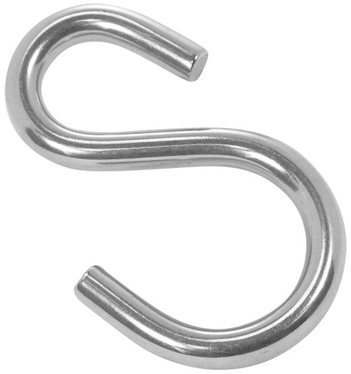 Крючок S-образный асимметричный 6 мм, нержавеющая сталь А4 - фото