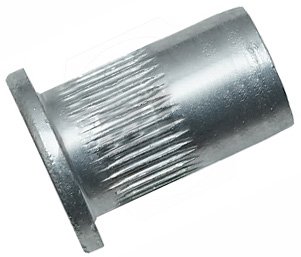 Резьбовая заклепка М3 E=2 мм с цилиндрическим бортиком и насечками, оцинкованная сталь - фото
