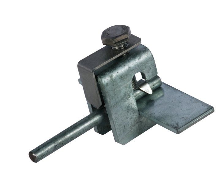 Соединительная клемма с нажимной пластиной 5-18 мм Rd=6-10 мм, оцинкованная сталь - фото