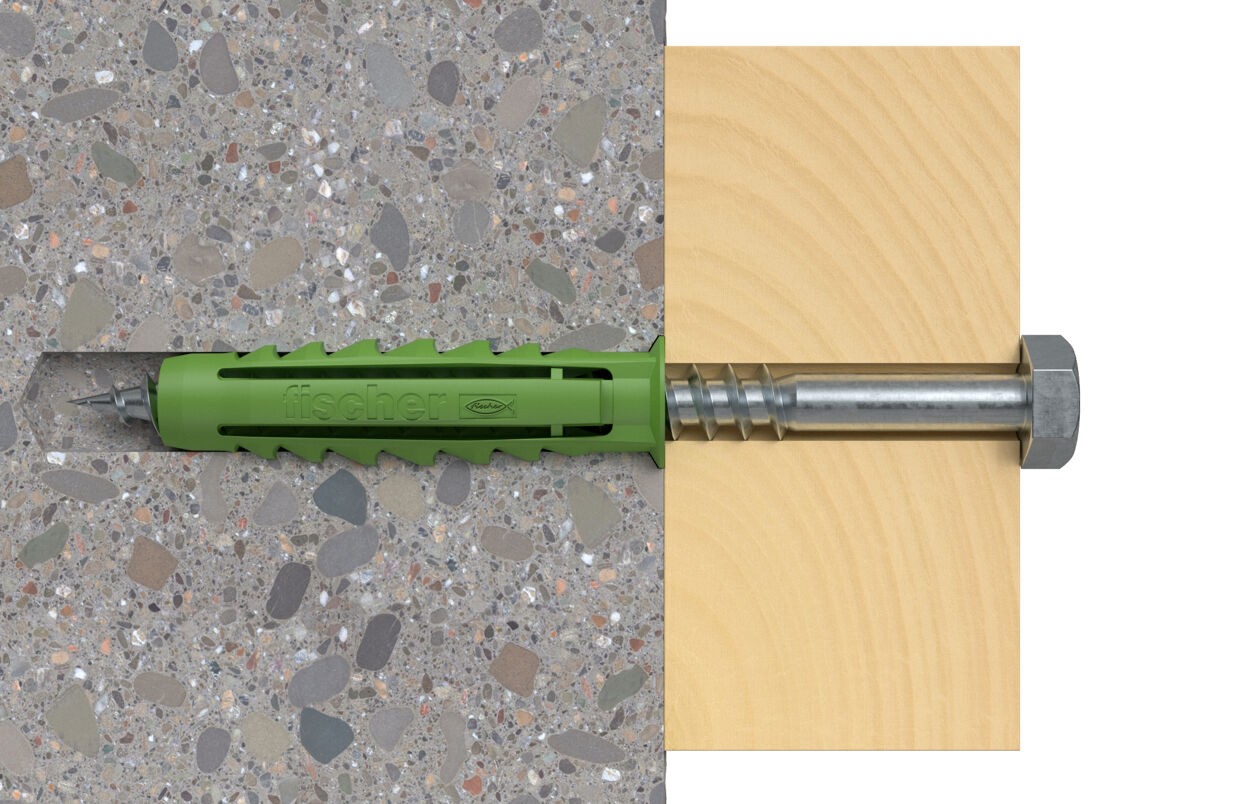 Дюбель SX Green 10x50 Fischer 532720 с кромкой, зелёный нейлон, 10 шт в блистере - фото
