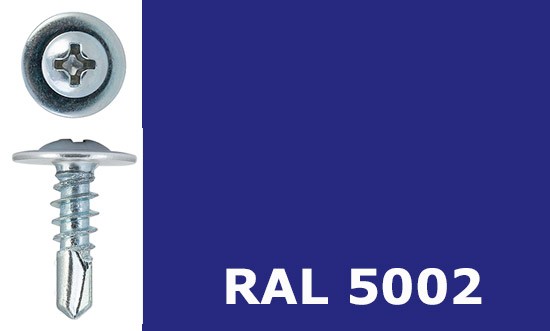 Саморез-клоп с буром 4,2х19 окрашенный, RAL 5002 (ультрамариново-синий) - фото
