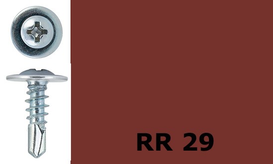 Саморез-клоп с буром 4,2х38 окрашенный, RR 29 (красный) - фото