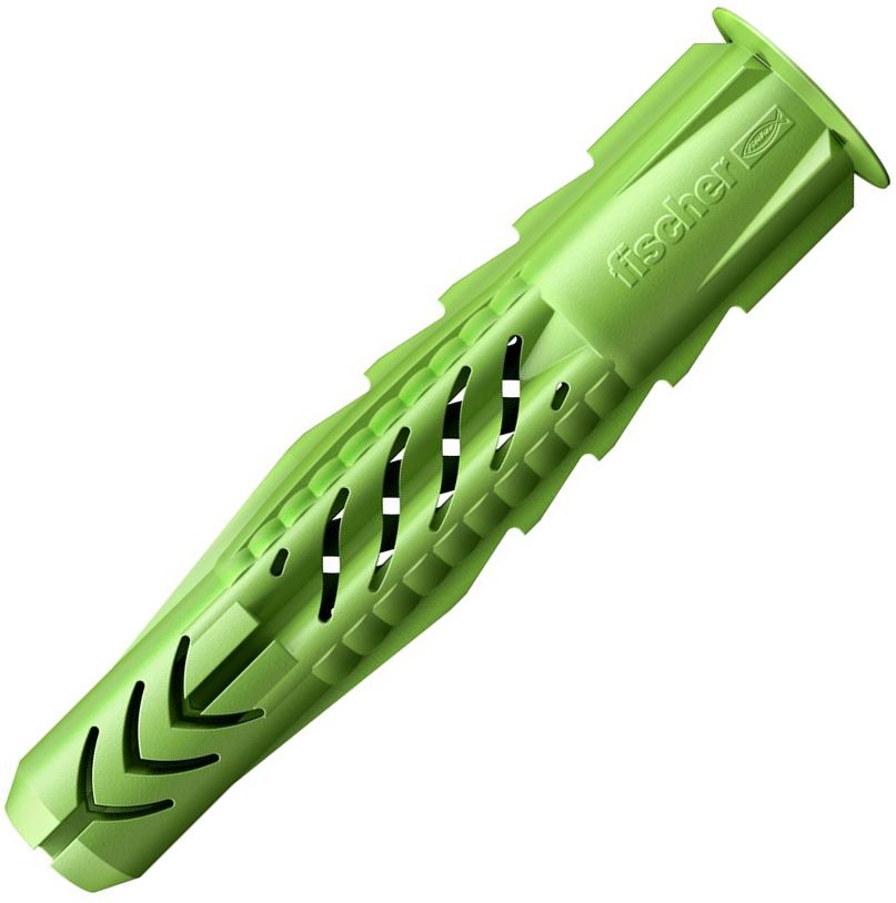 Универсальный дюбель UX 6х50 R с кромкой Fischer 532753, зелёный нейлон, 20 шт в блистере - фото