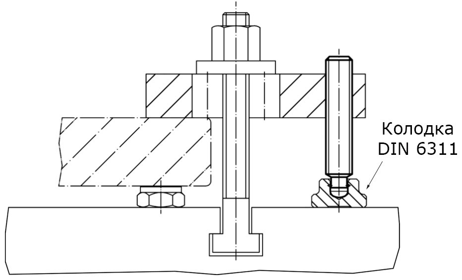 Шпилька-винт М6х30 с упорной цапфой и внутренним шестигранником DIN 6332 IS, оксидированная - фото
