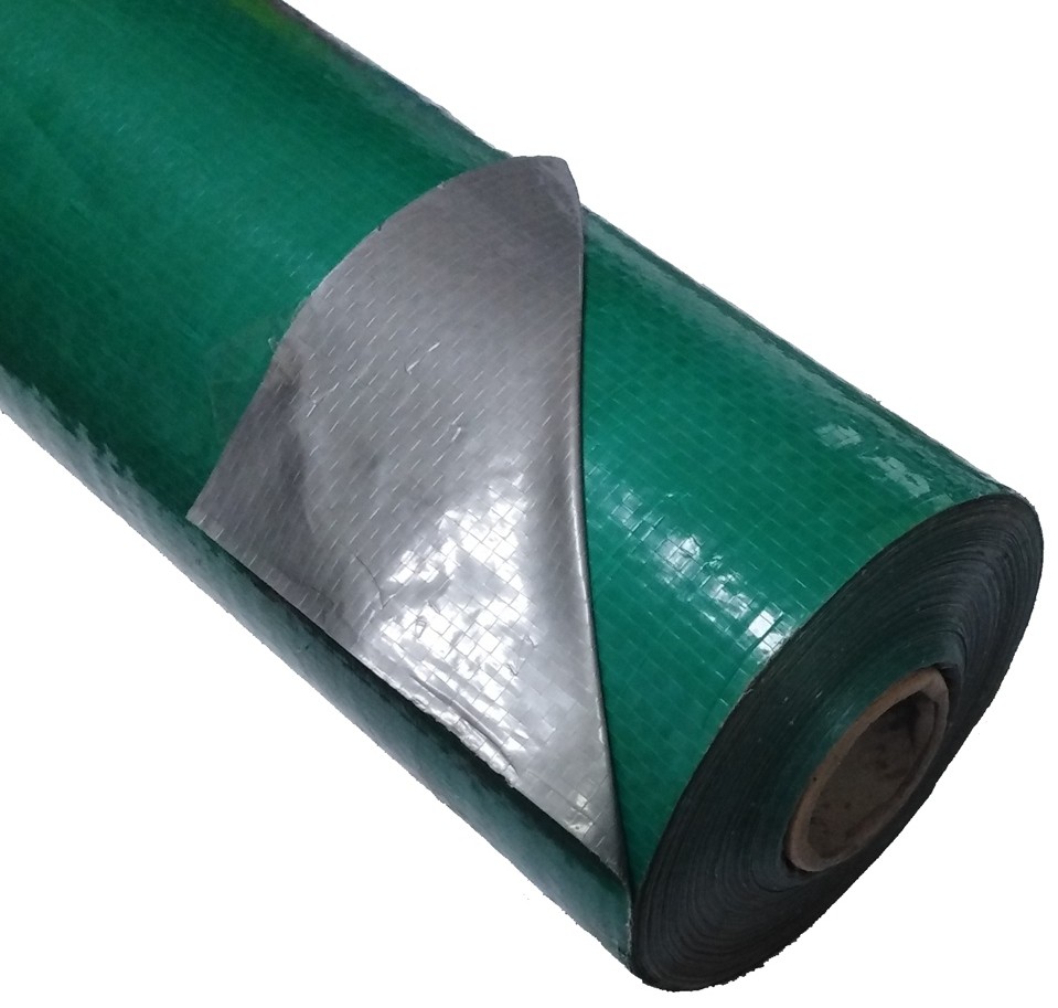 Тентовое полотно тарпаулин 120 г/м² зеленый/серебро 2x50 м - фото