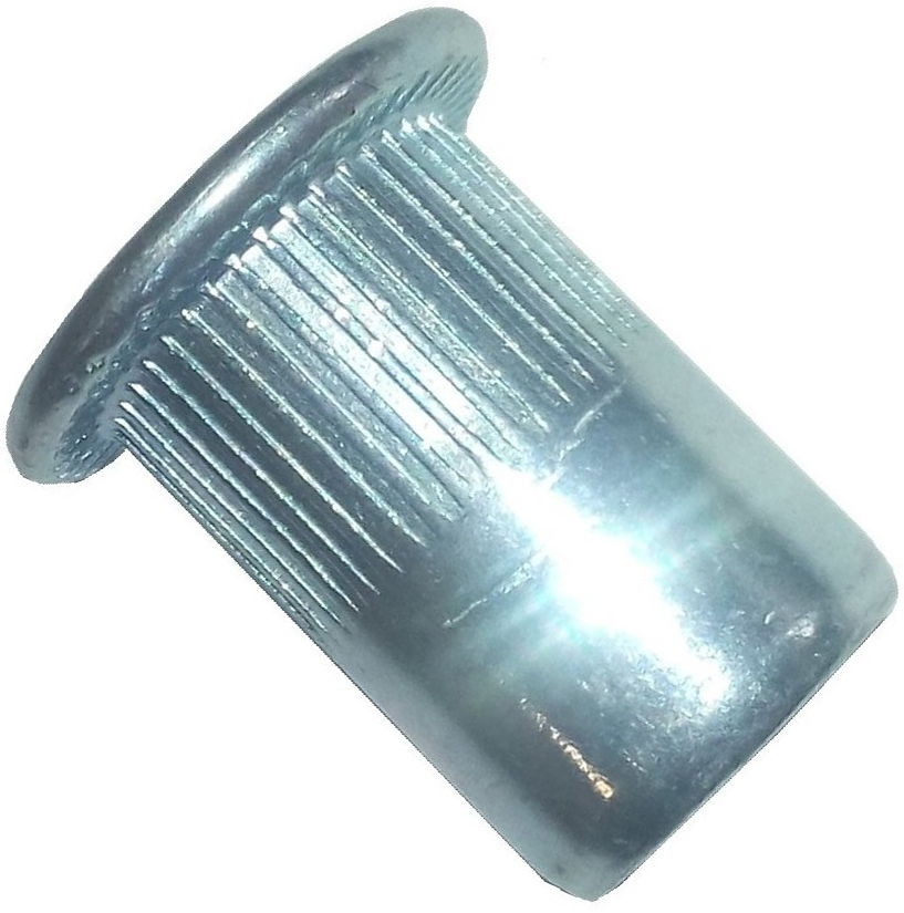 Резьбовая заклепка М6 L=19,5 мм с цилиндрическим бортиком и насечками, оцинкованная сталь - фото
