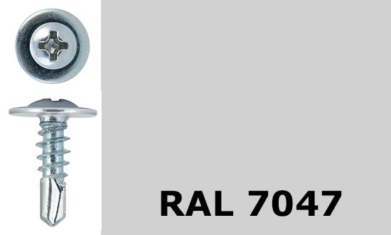 Саморез-клоп с буром 4,2х19 окрашенный, RAL 7047 (телегрей 4) - фото