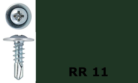 Саморез-клоп с буром 4,2х38 окрашенный, RR 11 (зелёный) - фото