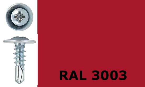 Саморез-клоп с буром 4,2х41 окрашенный, RAL 3003 (рубиново-красный) - фото