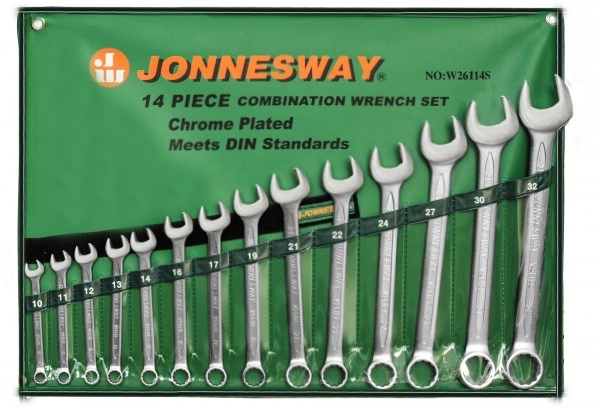 Набор ключей гаечных комбинированных в сумке, 10-32 мм, 14 предметов Jonnesway W26114S - фото