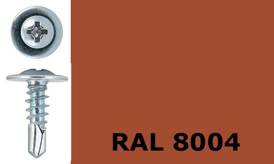 Саморез-клоп с буром 4,2х32 окрашенный, RAL 8004 (медно-коричневый) - фото