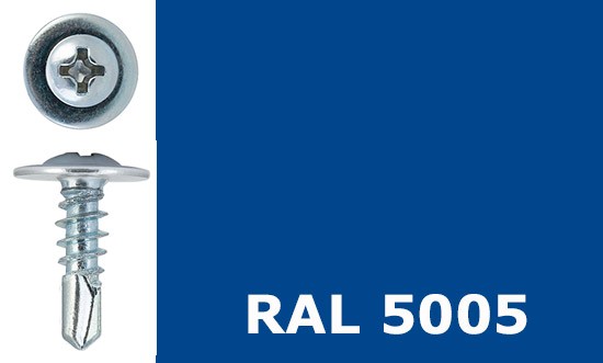 Саморез-клоп с буром 4,2х41 окрашенный, RAL 5005 (сигнальный синий) - фото