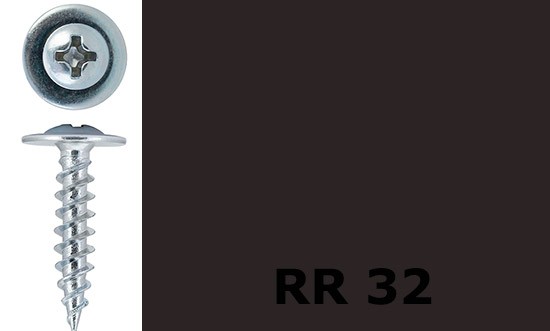 Саморез-клоп острый 4,2х13 окрашенный, RR 32 (коричневый) - фото