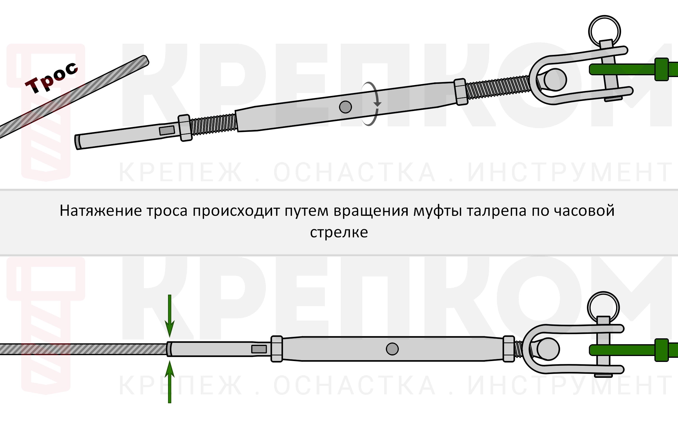 Талреп закрытый вилка-шарнир с обжимом для троса 5 мм / М10, 8276, нержавеющая сталь А4 - фото