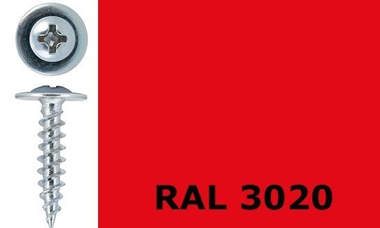 Саморез-клоп острый 4,2х16 окрашенный, RAL 3020 (транспортный красный) - фото