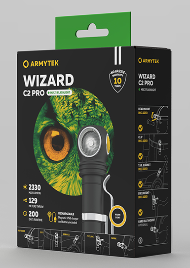 Мультифонарь светодиодный Armytek Wizard C2 Pro Magnet USB F08701W, 2330 люмен, теплый свет - фото