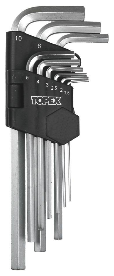 Ключи шестигранные 1,5-10 мм, CrV Topex 35 35D955 - фото