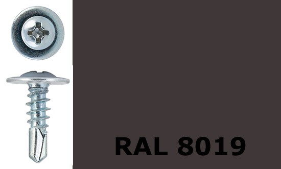 Саморез-клоп с буром 4,2х19 окрашенный, RAL 8019 (серо-коричневый) - фото