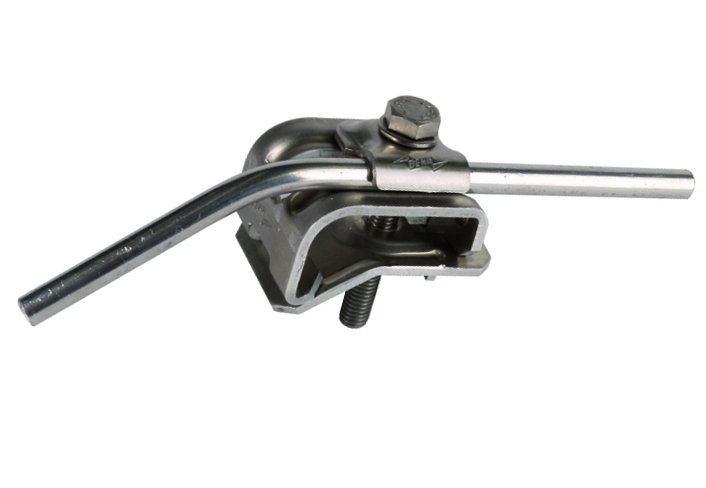 Клемма для монтажа проводников на жёлобе с болтом и зажимом Rd=8-10 мм 16-22 мм, оцинкованная сталь - фото