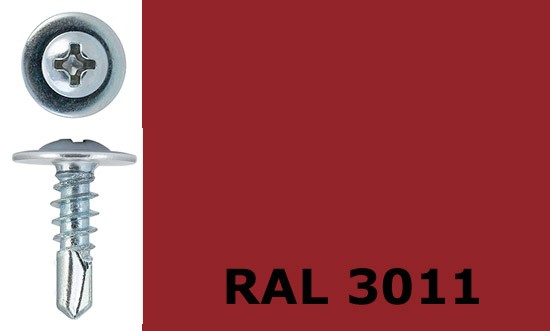 Саморез-клоп с буром 4,2х41 окрашенный, RAL 3011 (коричнево-красный) - фото