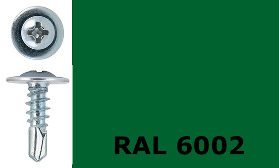 Саморез-клоп с буром 4,2х19 окрашенный, RAL 6002 (лиственно-зелёный) - фото
