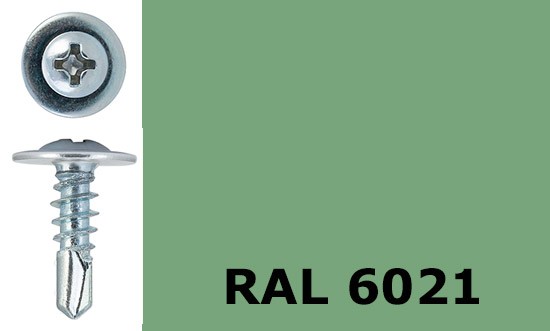 Саморез-клоп с буром 4,2х19 окрашенный, RAL 6021 (бледно-зелёный) - фото