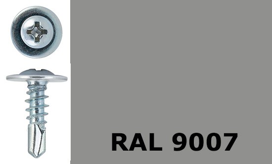 Саморез-клоп с буром 4,2х25 окрашенный, RAL 9007 (тёмно-алюминиевый) - фото