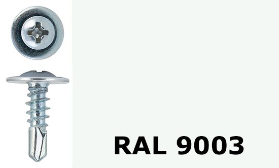Саморез-клоп с буром 4,2х13 окрашенный, RAL 9003 (сигнальный белый) - фото