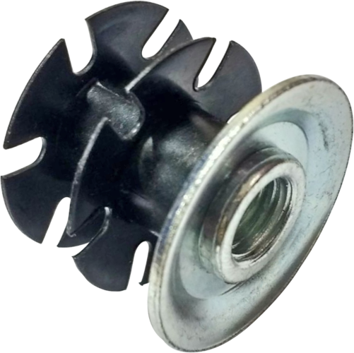 Гайка забивная корончатая с фланцем М8 для установки в круглую трубу с внутренним диаметром 22,1-23,4 мм, оцинкованная сталь - фото