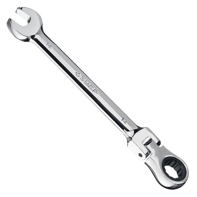 Комбинированный гаечный ключ трещоточный шарнирный 14 мм, ЗУБР ZU-27101-14 - фото