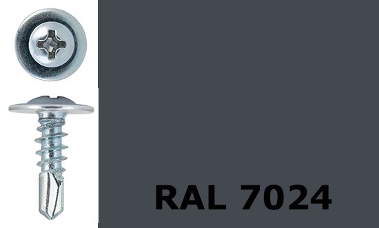 Саморез-клоп с буром 4,2х41 окрашенный, RAL 7024 (графитовый серый) - фото