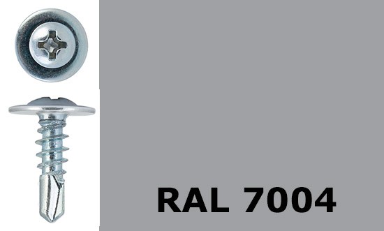 Саморез-клоп с буром 4,2х19 окрашенный, RAL 7004 (сигнальный серый) - фото