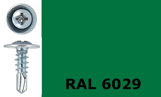 Саморез-клоп с буром 4,2х16 окрашенный, RAL 6029 (мятно-зелёный) - фото