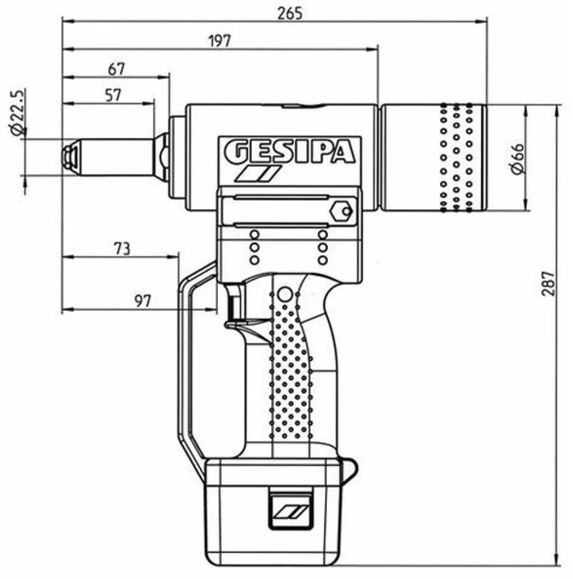 Заклепочник аккумуляторный для вытяжных заклепок Gesipa AccuBird, 2.4 - 6 мм - фото