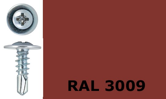Саморез-клоп с буром 4,2х41 окрашенный, RAL 3009 (оксид красный) - фото