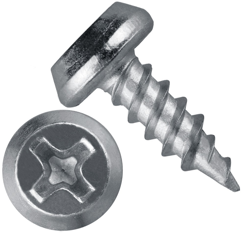 Саморез (клоп) по металлу с полукруглой головкой, острый, оцинкованная сталь - фото