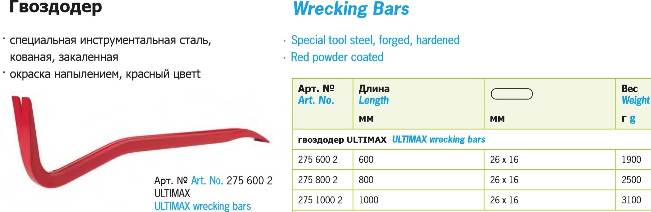 Лом-гвоздодёр с плоско-овальным профилем кованый Rennsteig Ultimax, окрашенная сталь - фото