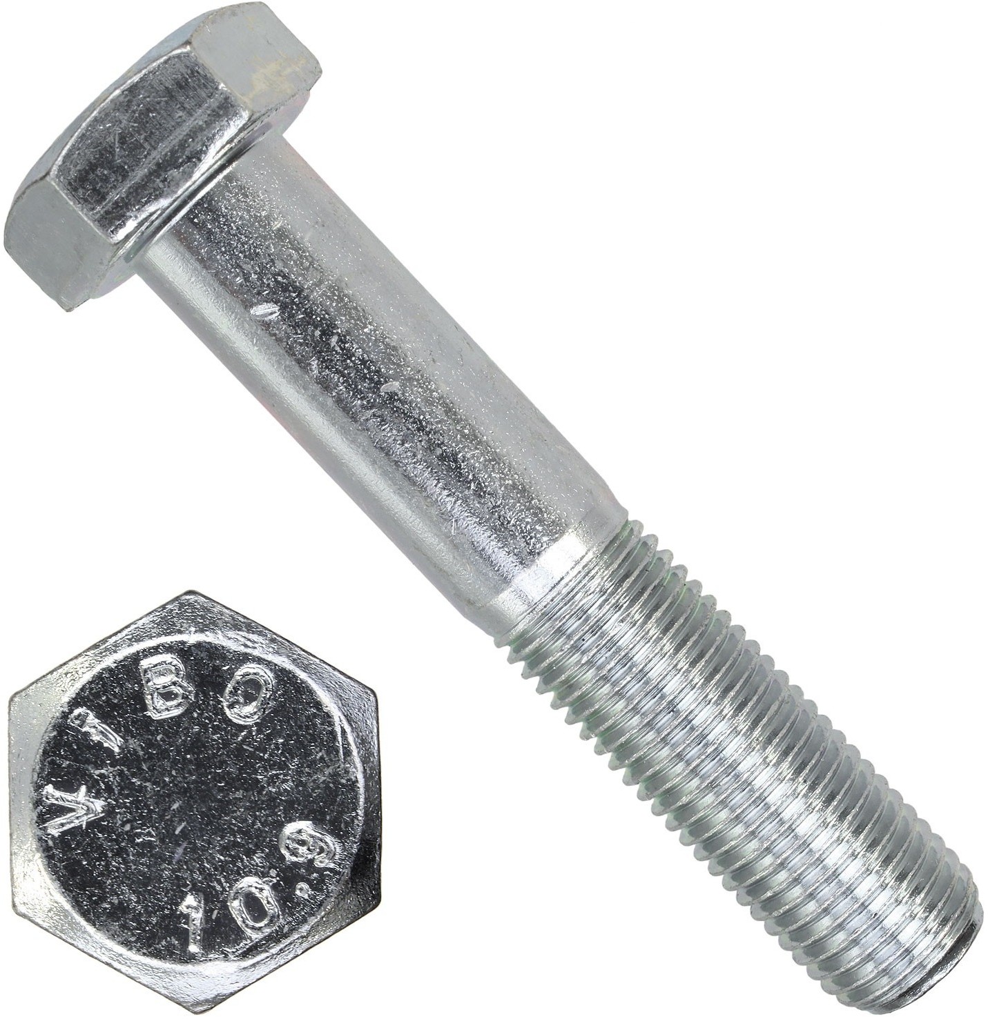 Шестигранный болт с неполной мелкой резьбой DIN 960 (ISO 8765) класс прочности 10.9, оцинкованная сталь - фото