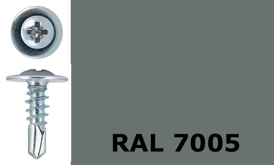 Саморез-клоп с буром 4,2х19 окрашенный, RAL 7005 (мышино-серый) - фото