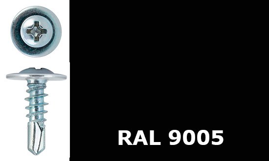 Саморез-клоп с буром 4,2х16 окрашенный, RAL 9005 (чёрный янтарь) - фото