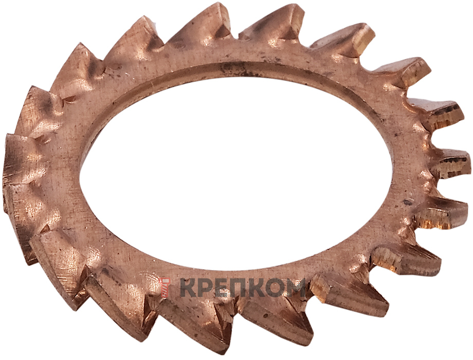 Шайба стопорная с зубьями DIN 6798A, бронза (Silicon bronze) - фото