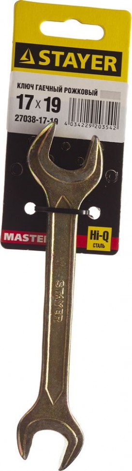 Рожковый гаечный ключ 17x19 мм, STAYER "MASTER" 27038-17-19 - фото
