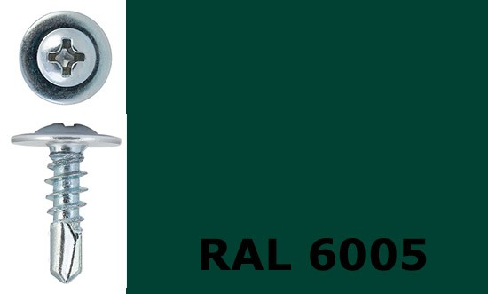 Саморез-клоп с буром 4,2х13 окрашенный, RAL 6005 (зелёный мох) - фото