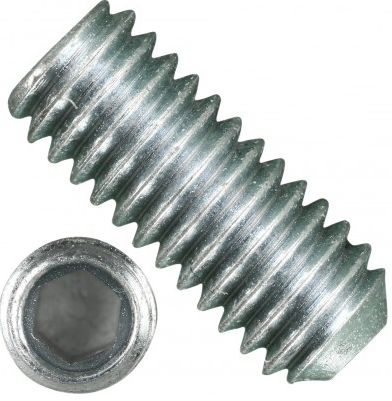 Винт установочный с засверленным концом М8х20 DIN 916 (ISO 4029), оцинкованная сталь - фото